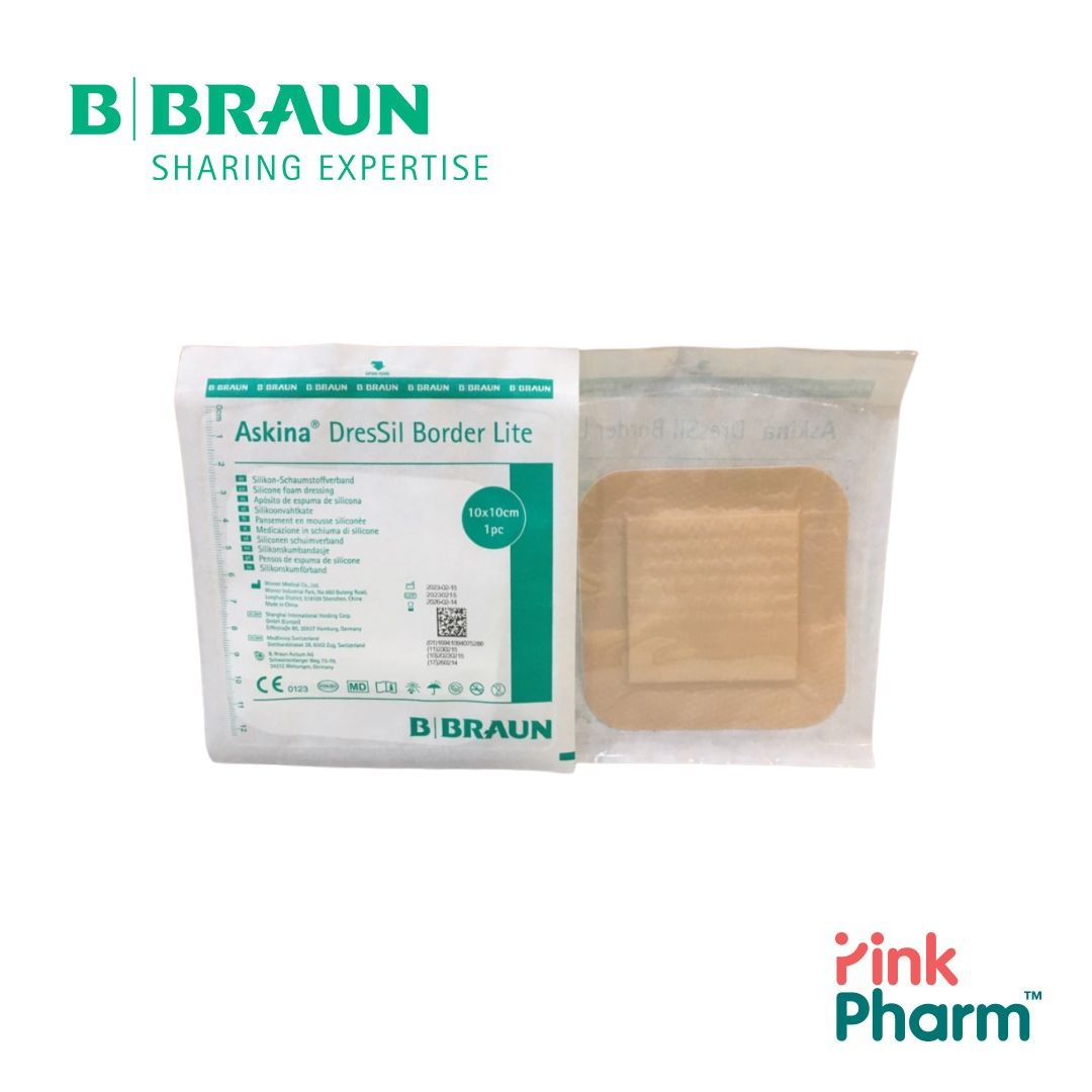 ฺB.Braun Askina Dressil Border Lite 10x10 cm, 10ชิ้น/กล่อง แผ่นแปะแผลกดทับแบบมีขอบกาว 5381010 101241905