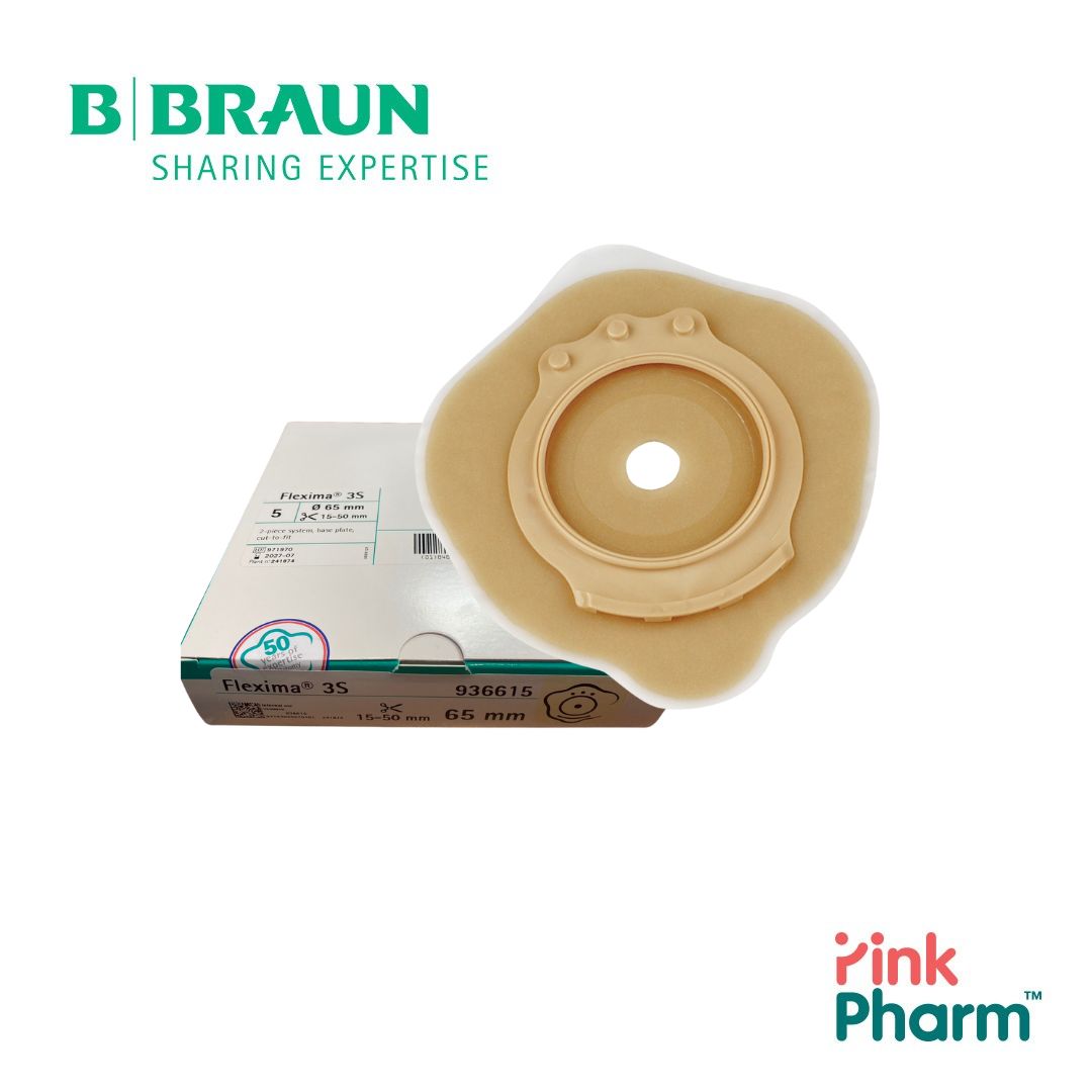 B.Braun Flexima3S Flat 55 และ 65 mm, 5ชิ้น/แพค แป้นติดหน้าท้อง (เฉพาะแป้น) 936515 936615