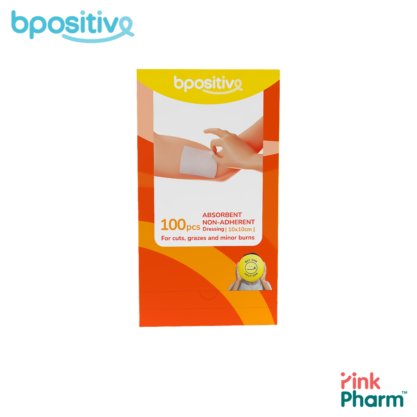 บีโพซิทีฟ แผ่นปิดแผลชนิดดูดซับไม่เกาะแผล Absorbent Non-Adherent Dressing ขนาด 10x10 ซม. (100 ชิ้น) ไม่ติดแผล ลอกไม่เจ็บ