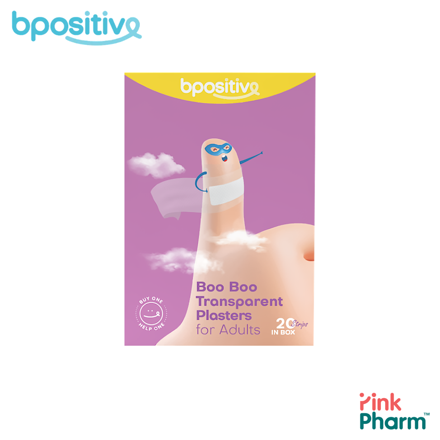บีโพซิทีฟ บูบู พลาสเตอร์ปิดแผล แบบใส สำหรับผู้ใหญ่ Boo Boo Transparent Plaster (20 ชิ้น) บางใส กันน้ำ มองแทบไม่เห็น