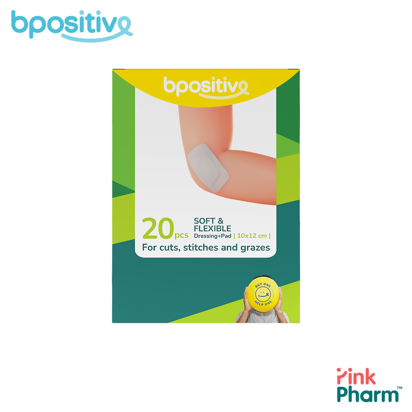 บีโพซิทีฟ แผ่นปิดแผลผ้านุ่ม ยืดหยุ่น พร้อมแผ่นซึมซับ Soft & Flexible Dressing ขนาด 10x12 ซม. (20 ชิ้น) ผ้าหายใจได้ ติดข้อพับได้