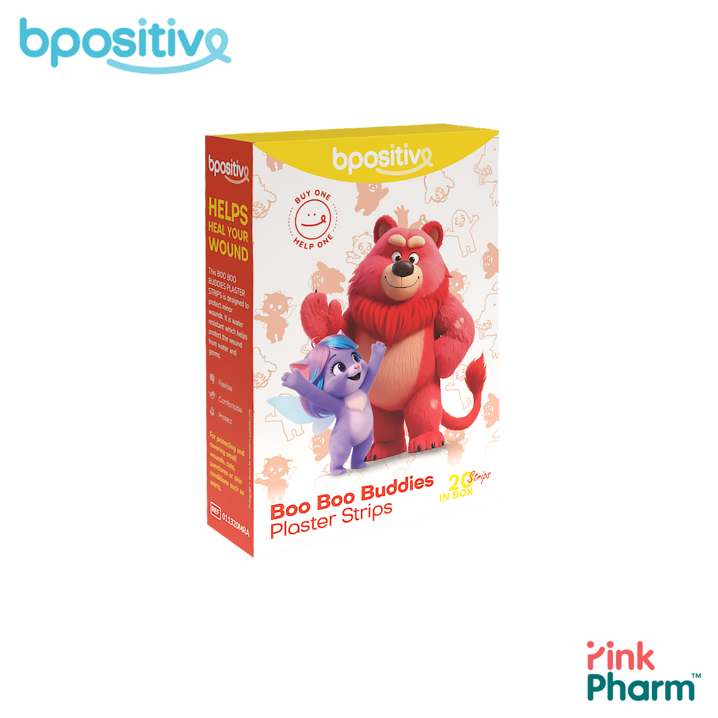 บีโพซิทีฟ บูบู พลาสเตอร์ปิดแผล รุ่นบัดดี้ส์ สำหรับเด็ก Boo Boo Buddies Kids Plaster (20 ชิ้น) ลายการ์ตูน เด็กชอบ