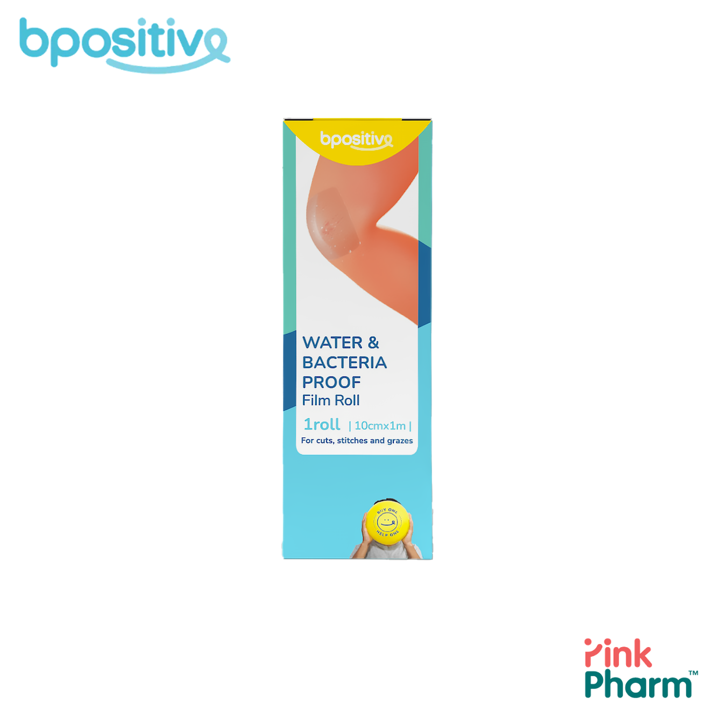 bpositive บีโพซิทีฟ แผ่นฟิล์มใสกันน้ำและแบคทีเรีย ชนิดม้วน Waterproof Film Roll ขนาด 10 ซม. x 1 ม. ตัดขนาดได้ ปิดแผล อาบน้ำได้