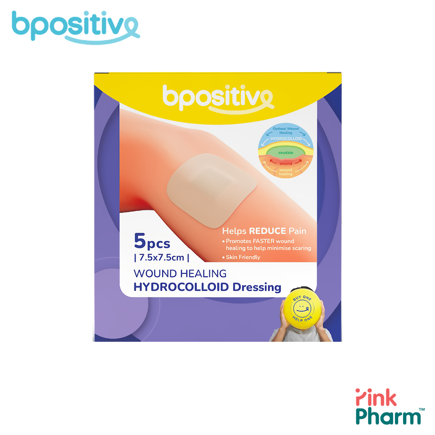 บีโพซิทีฟ แผ่นปิดแผลไฮโดรคอลลอยด์ แบบคละขนาด Hydrocolloid Assorted (5 ชิ้น) แผ่นปิดสิว คละไซส์ ครบในแพ็คเดียว