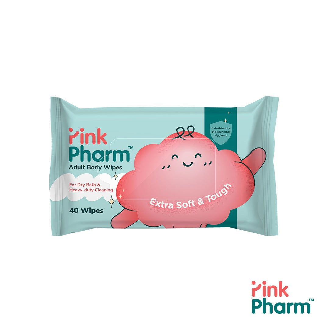 PinkPharm Wet Wipes – ทิชชู่เปียกแผ่นใหญ่พิเศษ XXL 20x30 ซม. สูตรแอนตี้แบคทีเรีย (40 แผ่น)